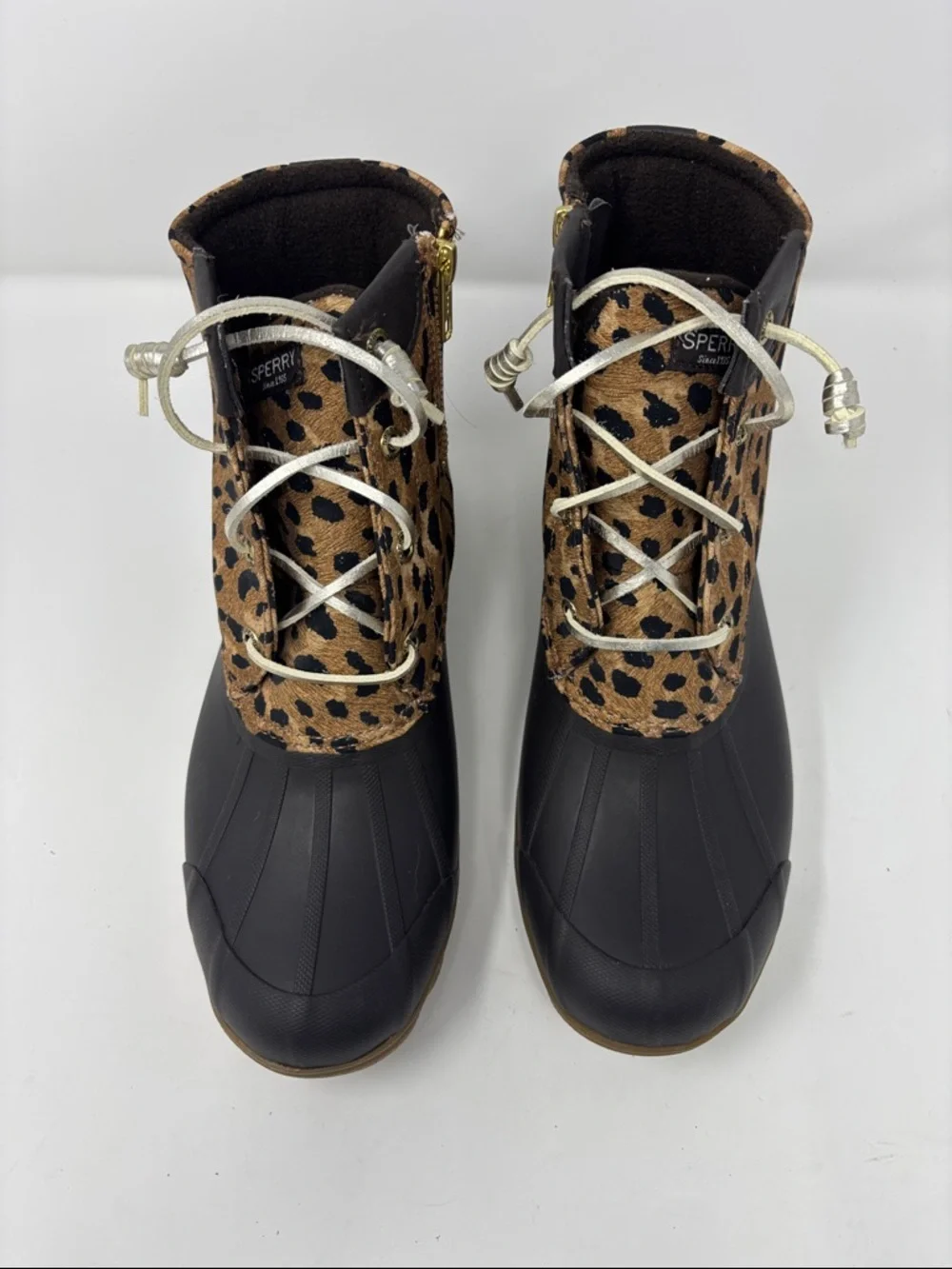Sperry | Leopard Print Duck Boots -‎ Women's Waterproof Ankle Boot 8.5